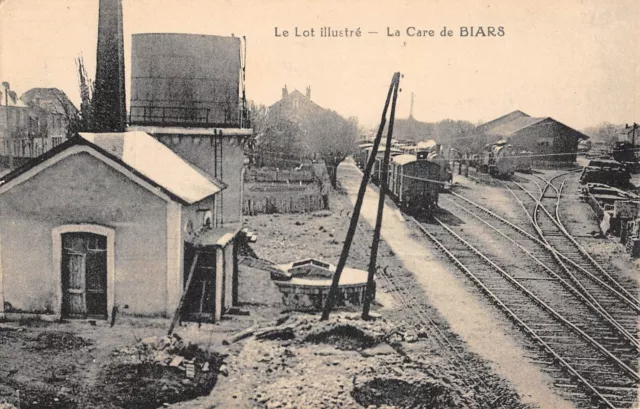 Cpa 46 La Gare De Biars / Train / Cpa Rare