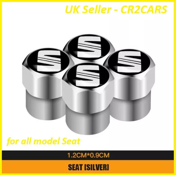 For SEAT Metal Chrome Universal Dust Valve Caps (Set of 4)  CR54