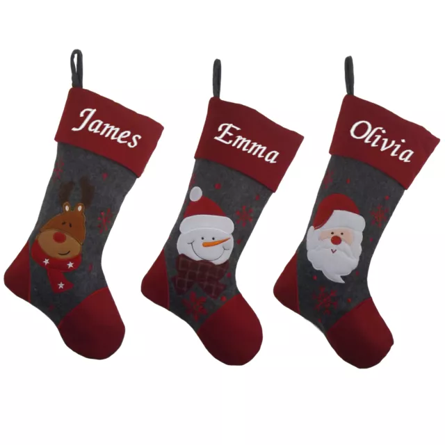 Personalised Embroidered Christmas Stocking Luxury Nordic Sack Santa Deluxe