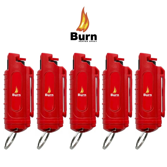 BURN PEPPER SPRAY 1/2oz Keychain Self Defense Safety Lock Molded Red 5