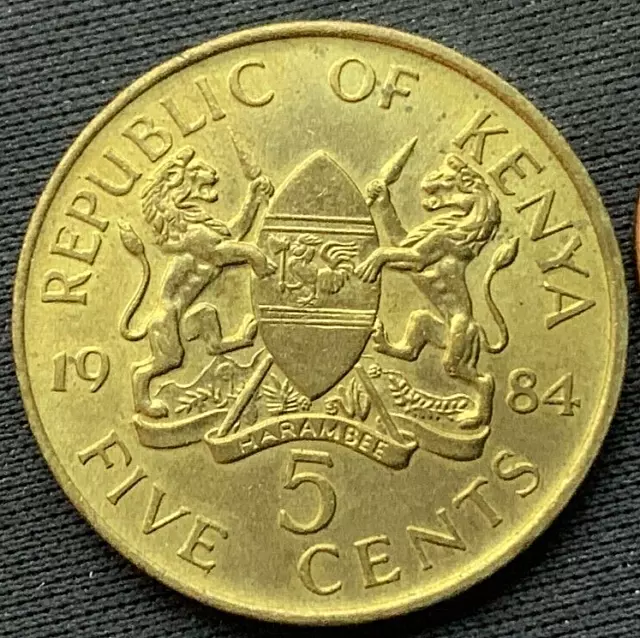 1984 Kenya 5 Cents Coin  UNCIRCULATED  RARE CONDITION  #M232