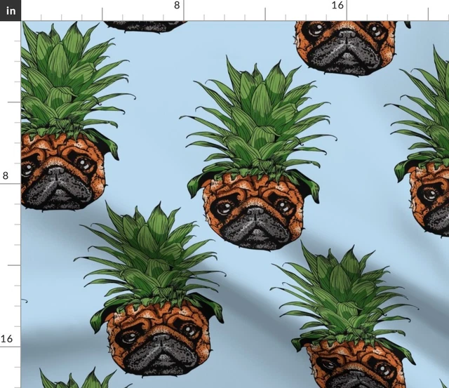 Pineapple Pug Tropical Kawaii Pet Lover Spoonflower Fabric by the Yard