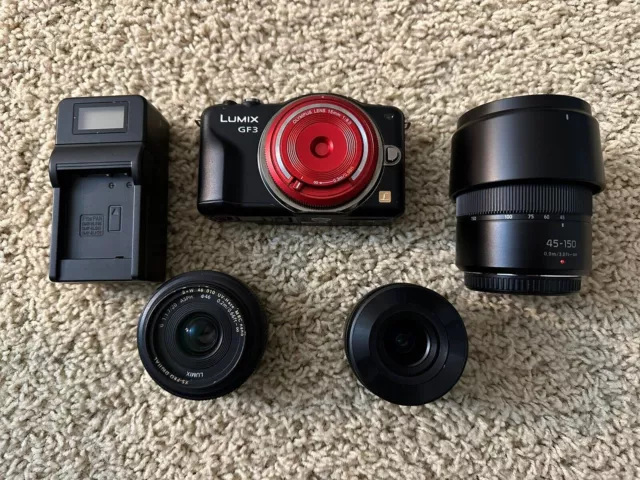 Panasonic Lumix G 20mm f1.7, 12-32mm, 45-150MM f/4-5.6, DMC-GF3, Olympus 15mm f8