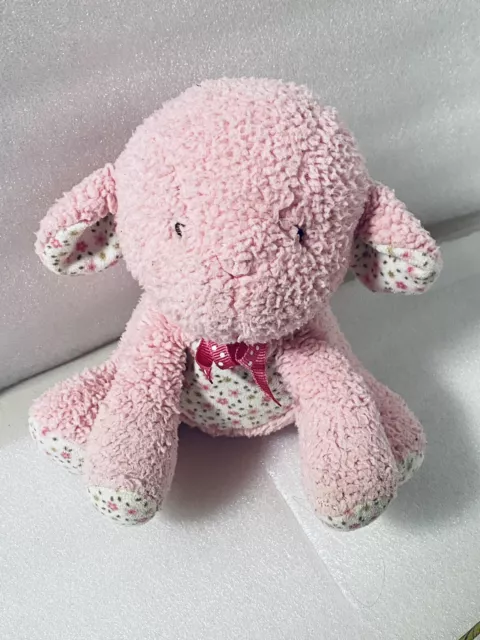 Carters Pink Lamb Sheep Flower Flowers Sherpa Plush Soft Toy Rattle 6" Vintage