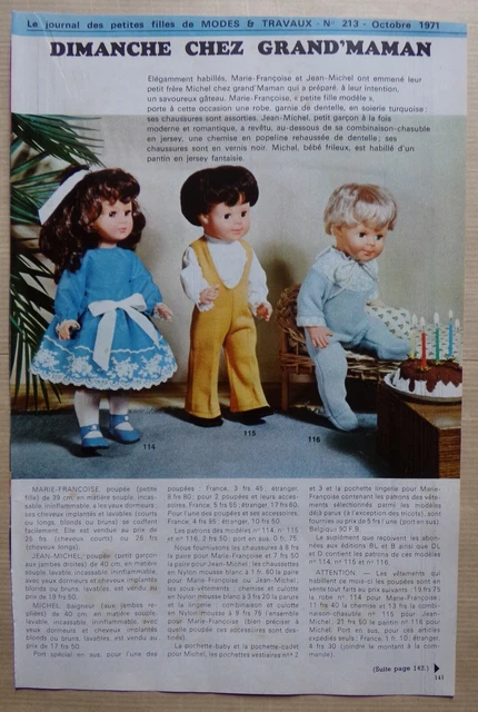 Page De Magazine Modes Et Travaux Décembre 1960 - Poupées Marie Françoise, Francette, Michel