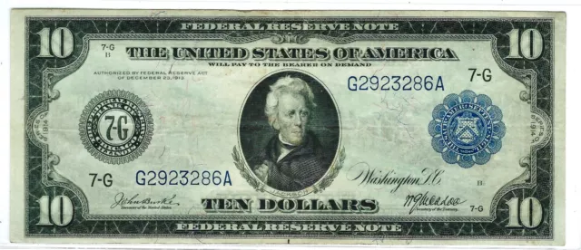 Series 1914 Federal Reserve Bank Of Chicago, Ten Dollar ( $10 ) Large Note!