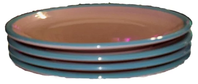 VINTAGE RIO CENTURY STONEWARE Salad Plates Pink Blue Set of 4