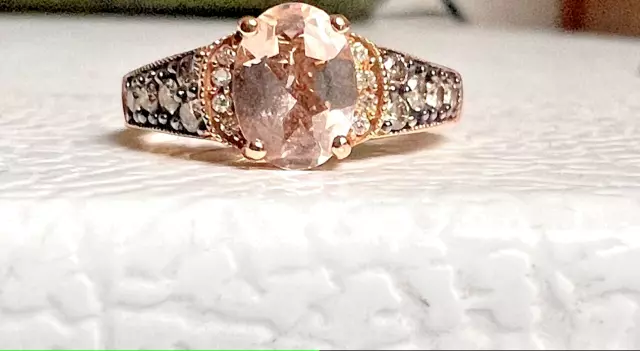 Le Vian (certified) Rose Gold 14k ring morganite with chocolate diamonds size 7