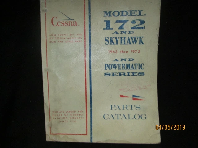CESSNA AIRCRAFT 1963-1973 Model 172 & Skyhawk Parts Catalog Manual Original Oem $199.95 ...
