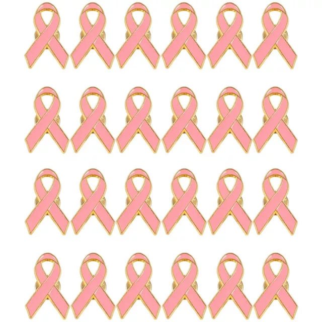 24-Pack Pink Ribbon Pins, Breast Cancer Awareness Lapel, Hope Ribbon, Pink