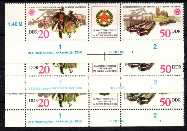 DDR MiNr. 3028-3029 DV FN 1, 3, 4 mit Druckvermerk postfrisch