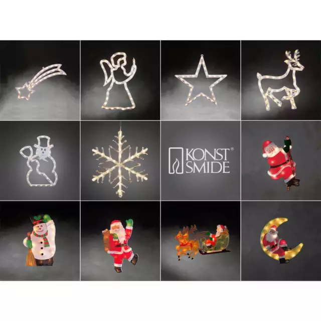 Konstsmide LED Fenster Bild Deko Silhouette Schnee Weihnachts Mann Rentier Stern