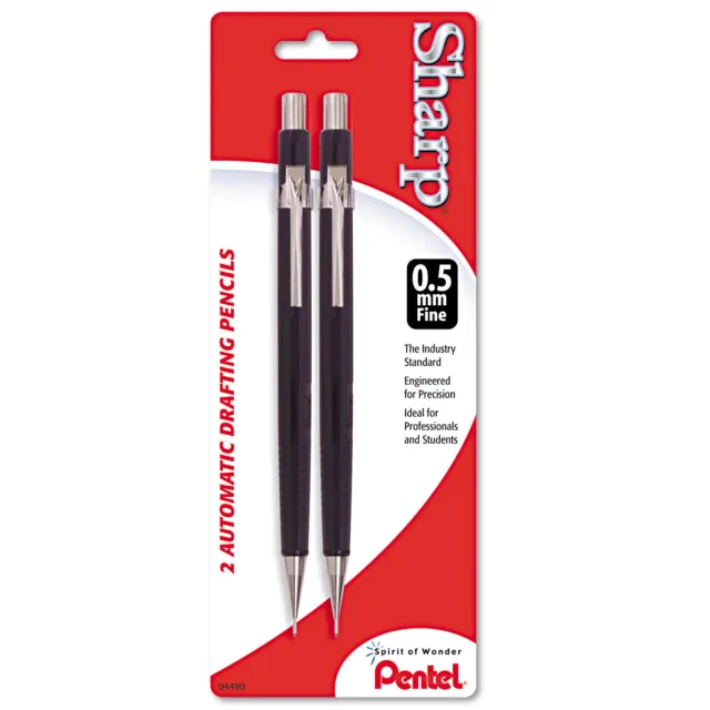 Pentel Sharp Mechanical Drafting Pencil 0.5 mm Black Barrel 2/Pack P205BP2K6