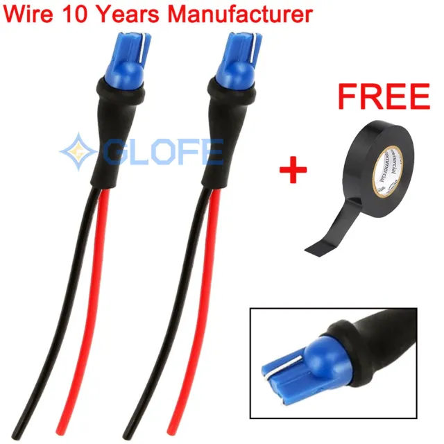 168 194 Wire Pigtail Male 2X Harness License Plate Tag Light Bulb Cable Plug F