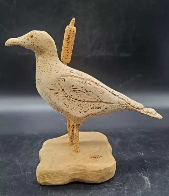 Vintage Hand Carved Wood Wooden Shorebird Gull Seagull 7" Signed Gilbert Holste