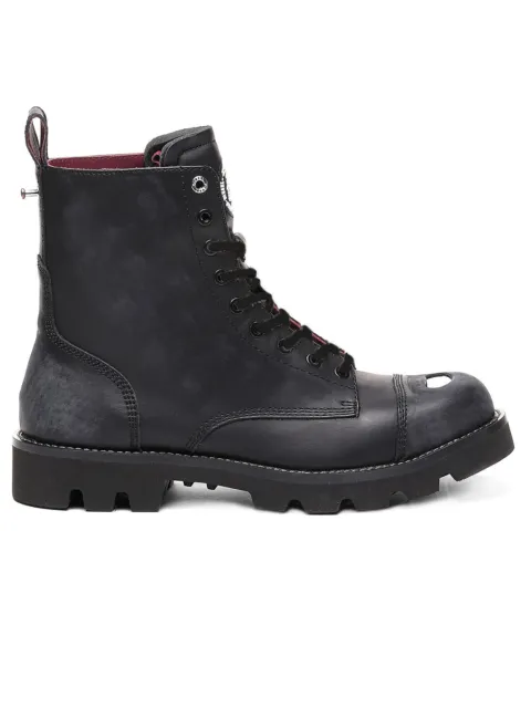 Diesel - Mens Black Leather Lace Up Combat Boots - D-KONBA CB