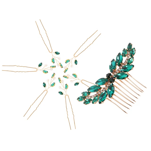 Pins Hair U Shaped Hairpins Wedding Bridal Hairpin Green Diamond Miss