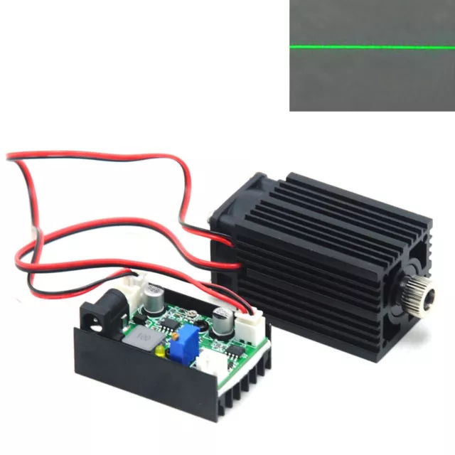 TTL Green 532nm 100mW Focusable Line Laser Diode Module 12V Driver Fan Cooling