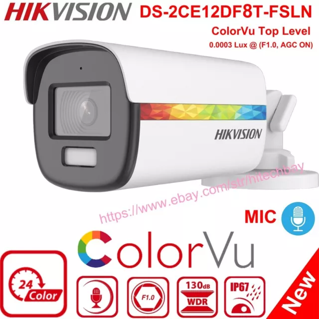 Hikvision 2MP Full-color ColorVu Built-in Mic CCTV Camera  DS-2CE12DF8T-FSLN