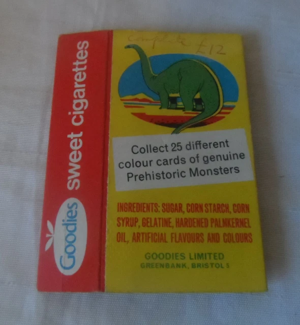 VINTAGE CANDY CIGARETTES Packet Goodies Prehistoric Monsters Dinosaurs