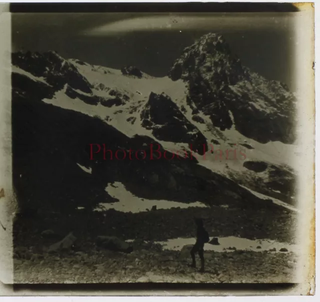 FRANCE Montagne Col 1930 photo glass plate stereo vintage 