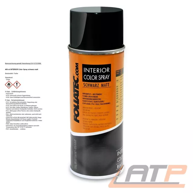 FOLIATEC 400 ml INTERIOR COLOR SPRAY SCHWARZ MATT FARBSPRAY KUNSTSTOFFE LEDER