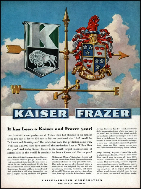 1947 Kaiser-Frazer Corporation Willow Run Michigan  vintage art print ad adL24