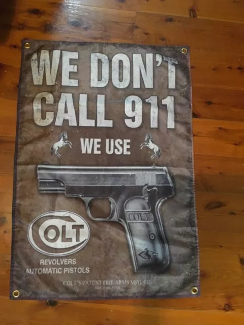 Colt 45 pistol gun Man Cave flag Banner printed poster mancave gift idea