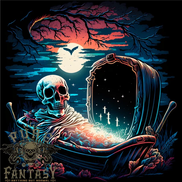A CERCUEIL ET Squelette en Un Cimetière Halloween T-Shirt 100% Coton