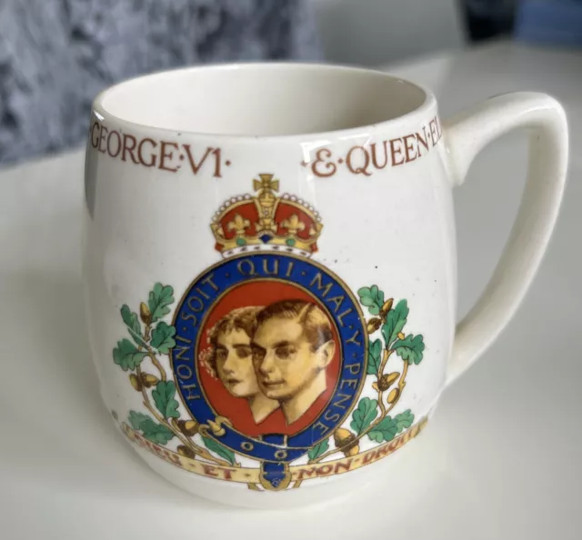 Antique 1937 George VI and Queen Elizabeth Soho Pottery Coronation Mug