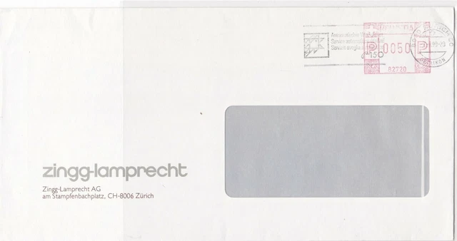Switzerland Commercial 1990 machine cancel stamp cover ref 21582