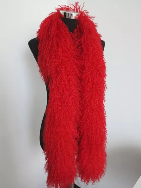 100% real Mongolia lamb fur scarf /fur collar/ fur neck wrap/ women red cape