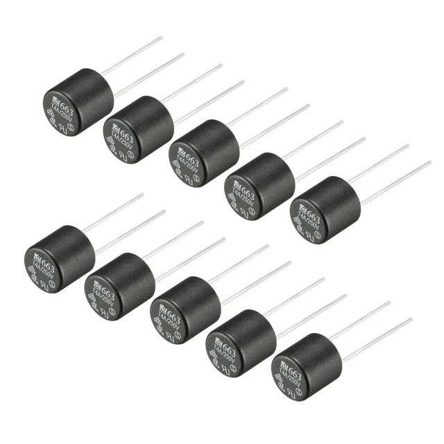 10pc Plongeon Monté lente cylindre Miniature Micro Fusible T4A 4A 250 V Noir