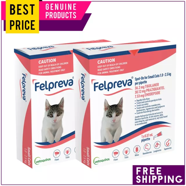 Felpreva Spot-On For Small Cats 1 to 2.5 Kg (Red) 2 Pipettes