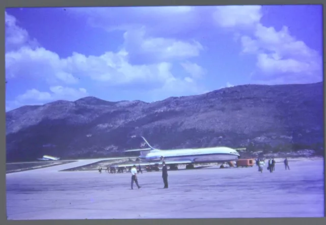35mm Slide Yugoslav Airlines Plane Flying Interest Airport Yugoslavia DUSTY