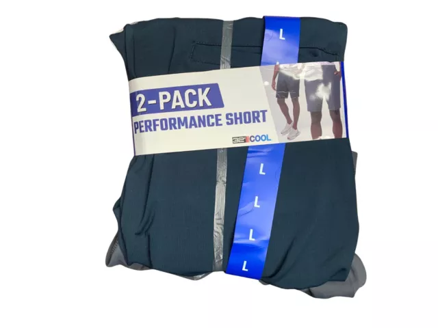 32° Degrees Cool Performance Active Short 2Pk Larg Gray/Blue Stretch Breathable
