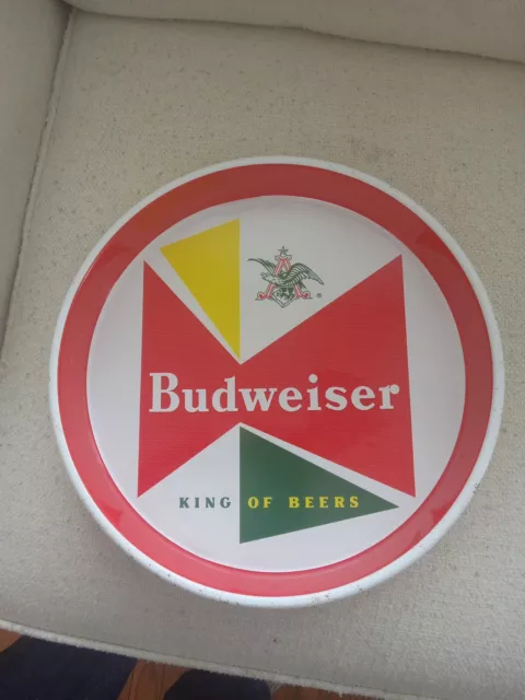 Budweiser King Of Beers Vintage 13 Inch Metal Serving Tray, Beer Tray Red