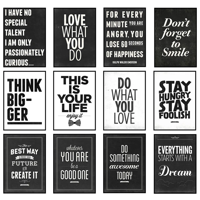 MOTIVATIONAL PRINTS POSTER Inspirational Quotes Canvas Wall Art Home