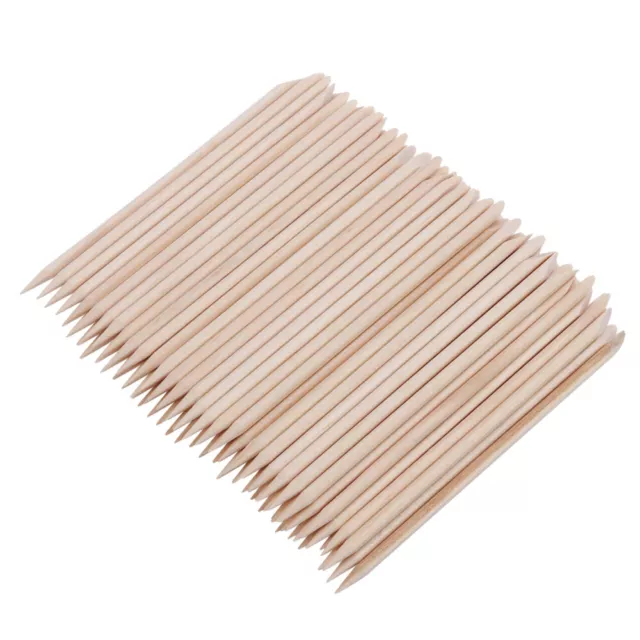 100 Pcs Double-Ended Bamboo Nail Cleaning Sticks Cuticle Manicure Tools