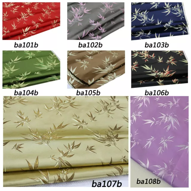 Faux Silk Brocade (Bamboo Pattern) Jacquard Damask Kimono Fabric Material *BA1