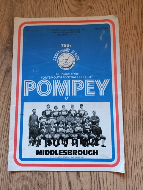 Portsmouth v Middlesbrough Aug 1973 Football Programme