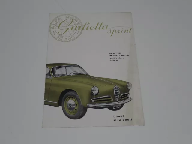 Alfa Romeo Giulietta Sprint Brochure Depliant Prospekt (T9)