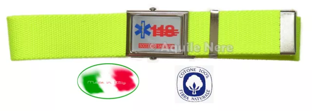 Cintura 118 Soccorso Sanitario alta visibilità giallo fluorescente Made in Italy