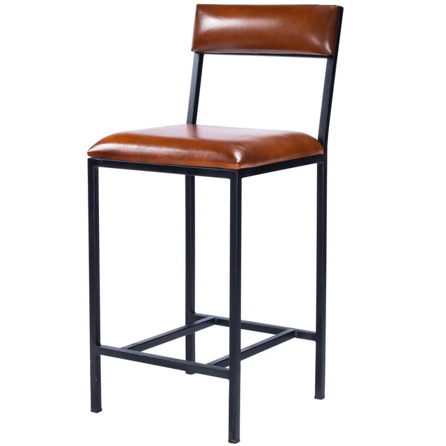 Lazarus Leather & Metal Counter Stool