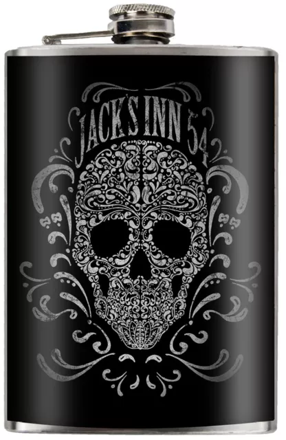 Jack's Inn 54 FLORISH SKULL Stainless Steel FLASK Edelstahl FLACHMANN Rockabilly