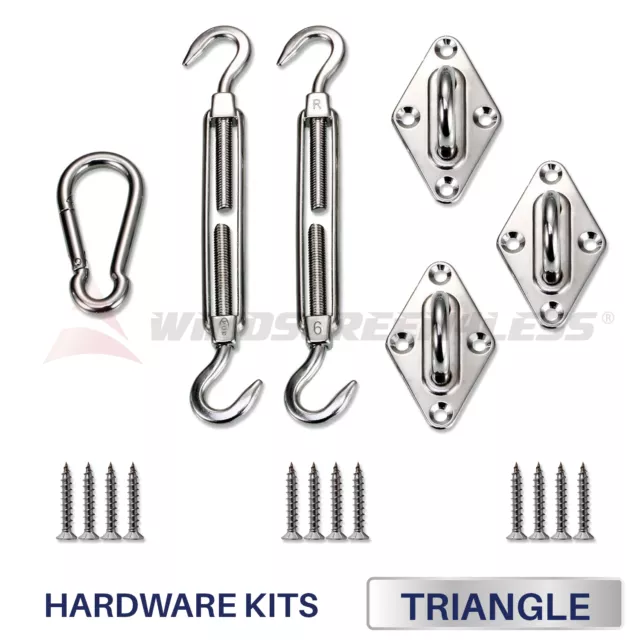 6 inch Triangle Sun Shade Sail Stainless Steel Hardware Installation Kit Tool