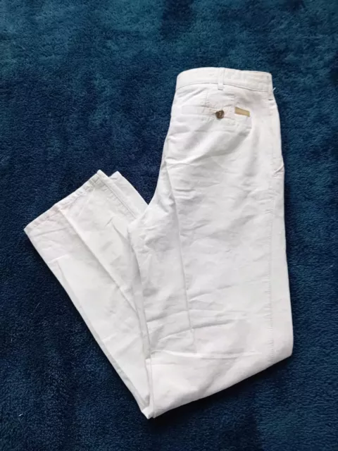 Meyer Linen Blend Cream Trousers Mens Chinos Size W32 L30