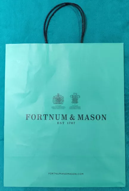Fortnum & Mason Basic Shopping Paper Carrier Gift Bag Turquoise L W32xH38xD16cm