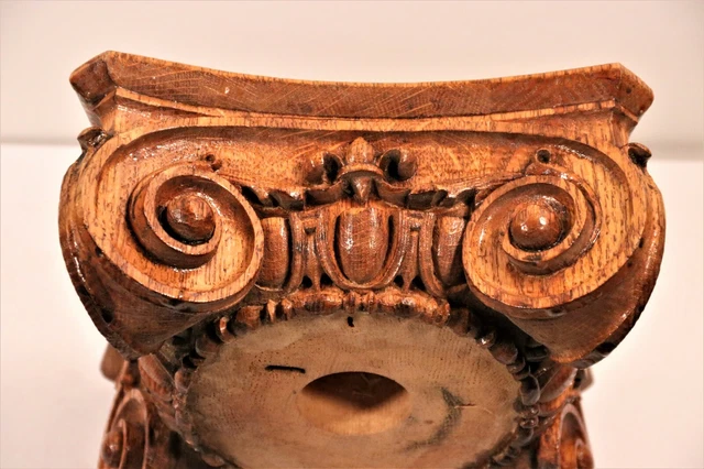 Antique Architectural Salvage Carved Oak Column Capital Top Corinthian 5" 6