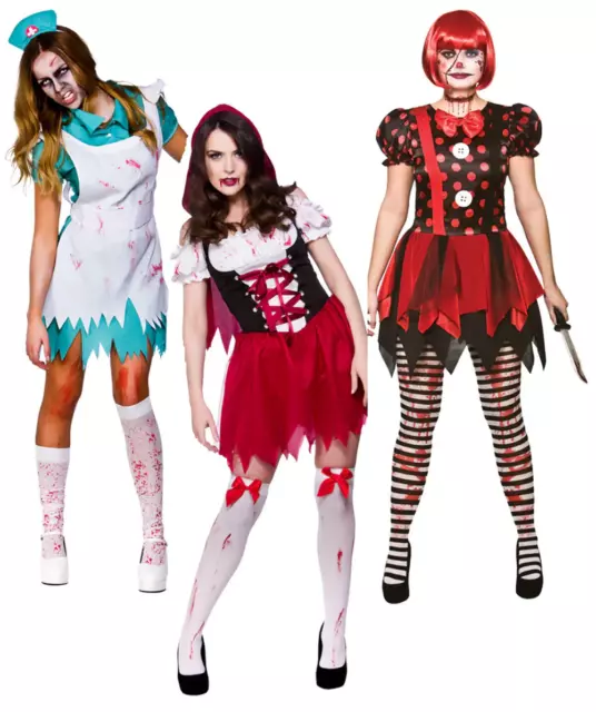 Zombie Nurse Red Riding Hood Clown Ladies Halloween Fancy Dress Costume